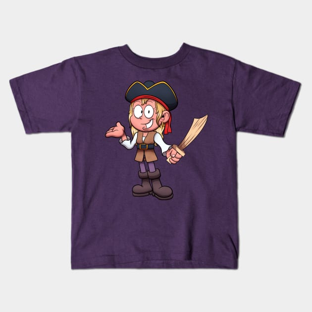 Pirate Girl Kids T-Shirt by TheMaskedTooner